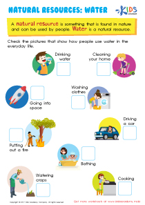Water Worksheet: Free Natural Resources Printable for Kids